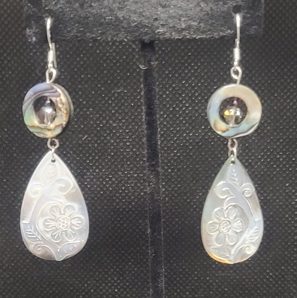 Floral Shell Drop Earrings